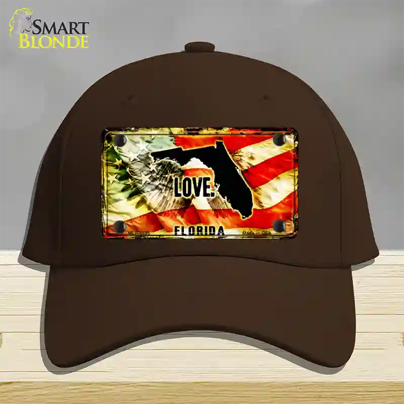 Florida Love Novelty License Plate Hat Cotton / Dark Brown