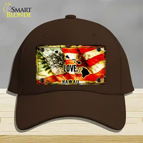 Hawaii Love Novelty License Plate Hat Cotton / Dark Brown