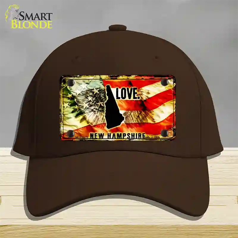 New Hampshire Love Novelty License Plate Hat Cotton / Dark Brown