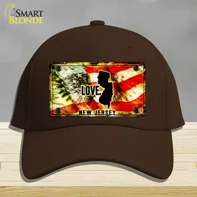 New Jersey Love Novelty License Plate Hat Cotton / Dark Brown