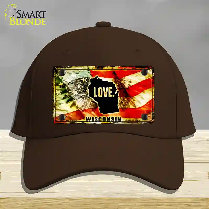 Wisconsin Love Novelty License Plate Hat Cotton / Dark Brown