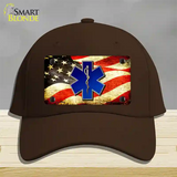 EMT Logo With USA Flag Novelty License Plate Hat Cotton / Dark Brown