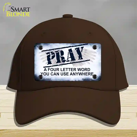 Pray Novelty License Plate Hat Cotton / Dark Brown