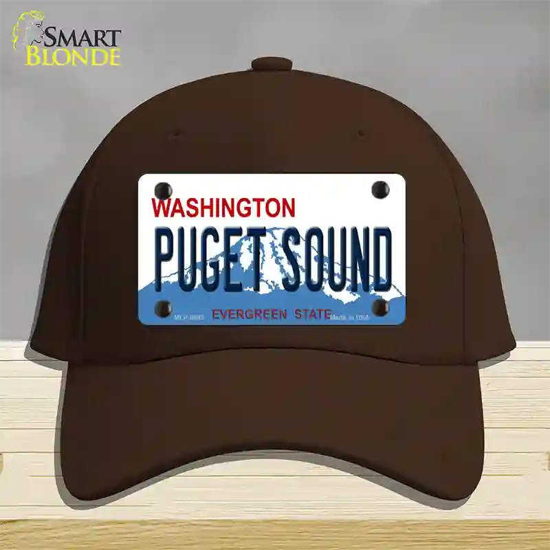 Puget Sound Washington Novelty License Plate Hat Cotton / Dark Brown