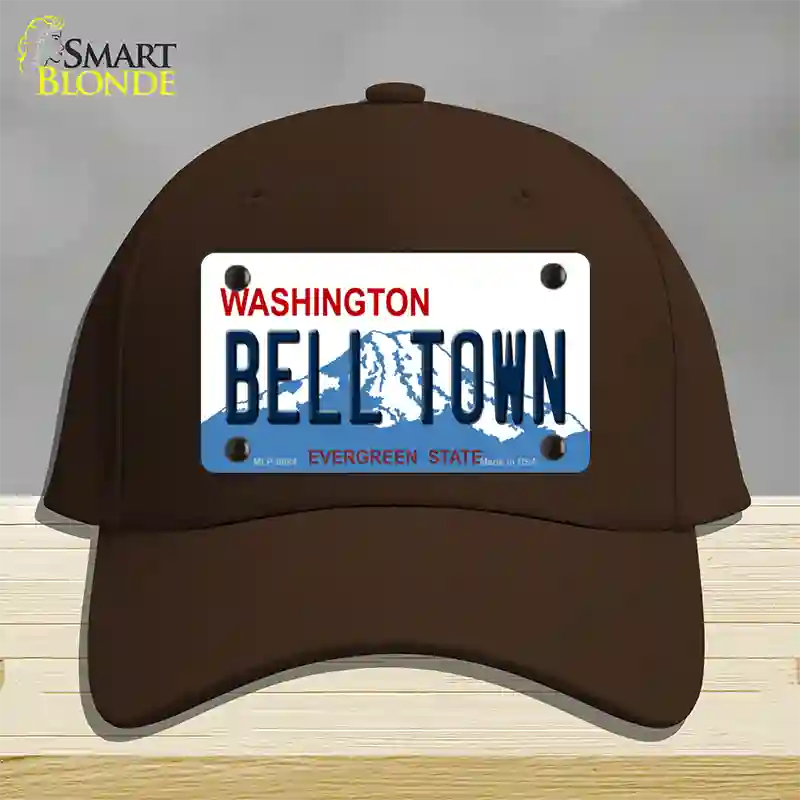 Bell Town Washington Novelty License Plate Hat Cotton / Dark Brown