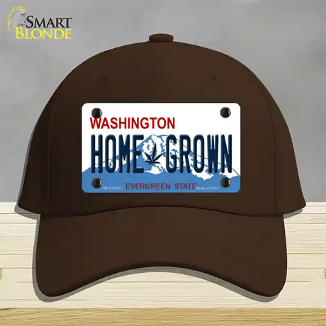 Home Grown Washington Novelty License Plate Hat Cotton / Dark Brown