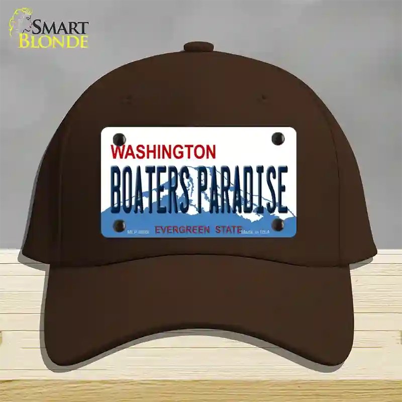 Boaters Paradise Washington Novelty License Plate Hat Cotton / Dark Brown