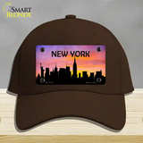 New York Silhouette Novelty License Plate Hat Cotton / Dark Brown