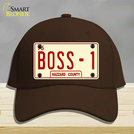 Boss 1 Novelty License Plate Hat Cotton / Dark Brown