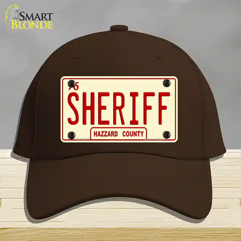 Sheriff Novelty License Plate Hat Cotton / Dark Brown