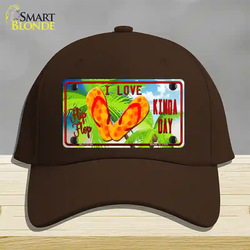 I Love Flip Flop Novelty License Plate Hat Cotton / Dark Brown