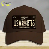 Bald Eagle Route 66 Novelty License Plate Hat Cotton / Dark Brown