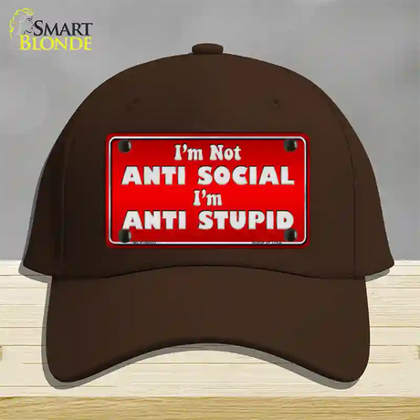 Anti Social Novelty License Plate Hat Cotton / Dark Brown