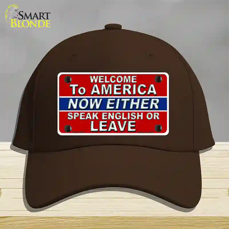 Speak English Or Leave Novelty License Plate Hat Cotton / Dark Brown