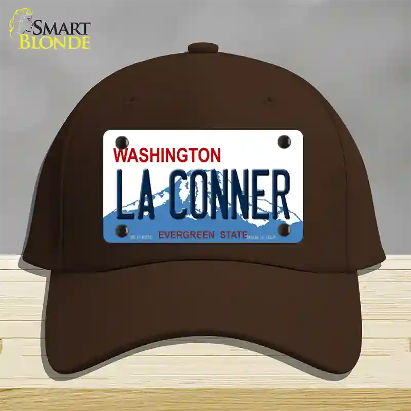 La Conner Washington Novelty License Plate Hat Cotton / Dark Brown