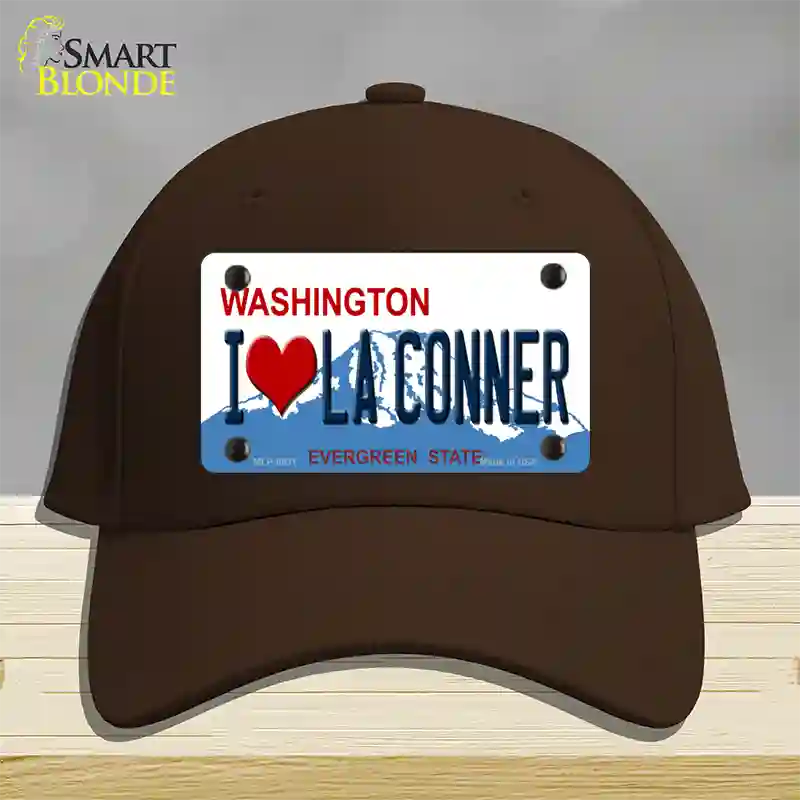 I Love La Conner Washington Novelty License Plate Hat Cotton / Dark Brown