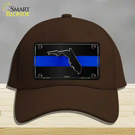 Florida Thin Blue Line Novelty License Plate Hat Cotton / Dark Brown