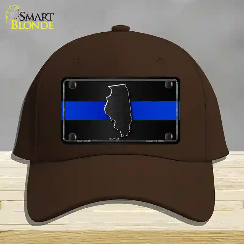 Illinois Thin Blue Line Novelty License Plate Hat Cotton / Dark Brown