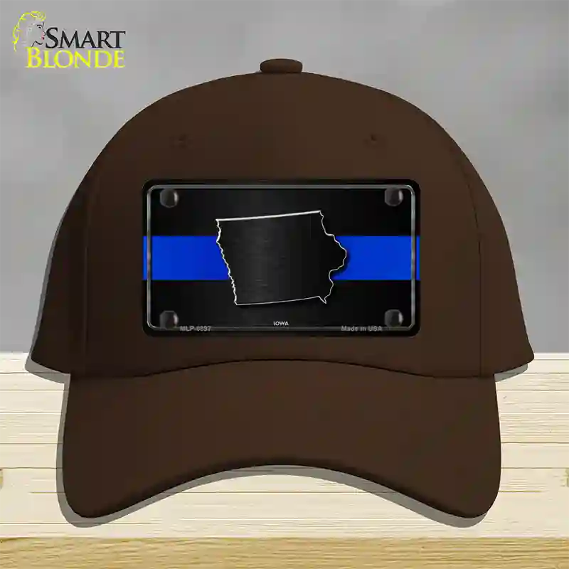 Iowa Thin Blue Line Novelty License Plate Hat Cotton / Dark Brown