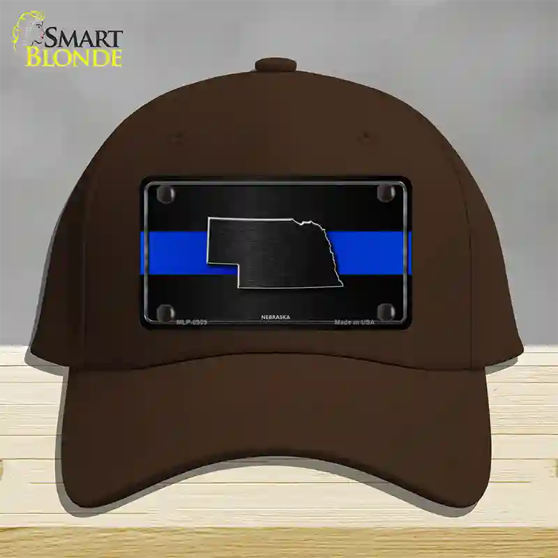 Nebraska Thin Blue Line Novelty License Plate Hat Cotton / Dark Brown