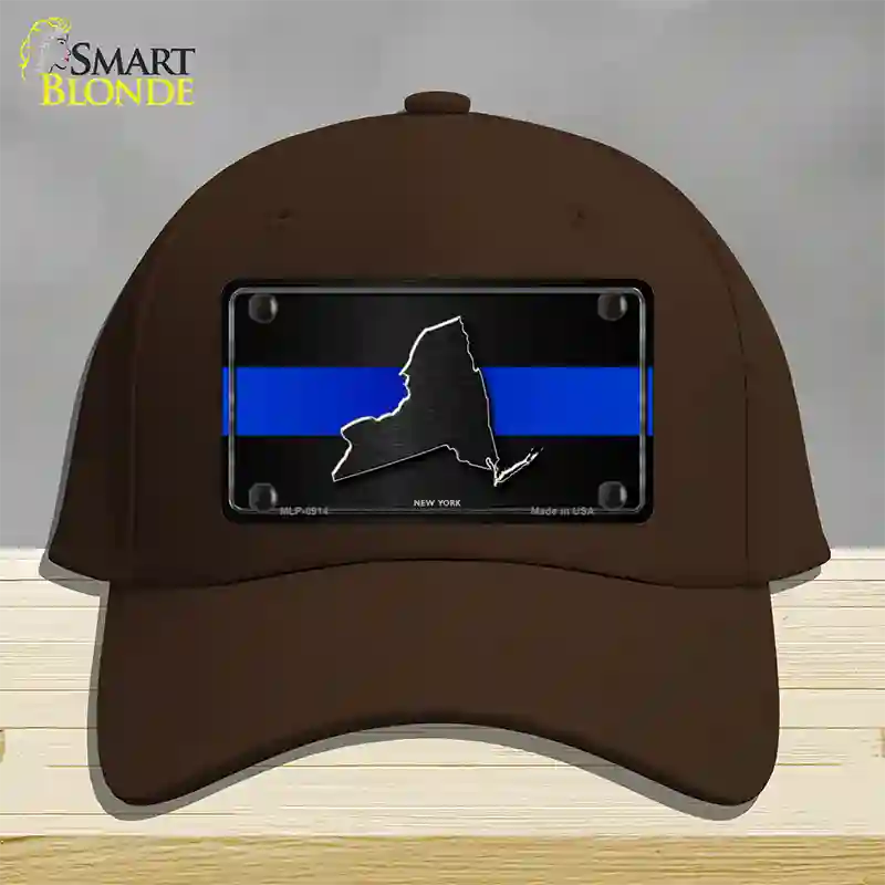 New York Thin Blue Line Novelty License Plate Hat Cotton / Dark Brown