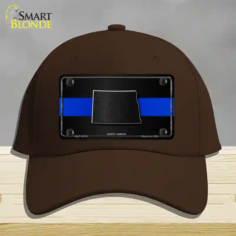 North Dakota Thin Blue Line Novelty License Plate Hat Cotton / Dark Brown