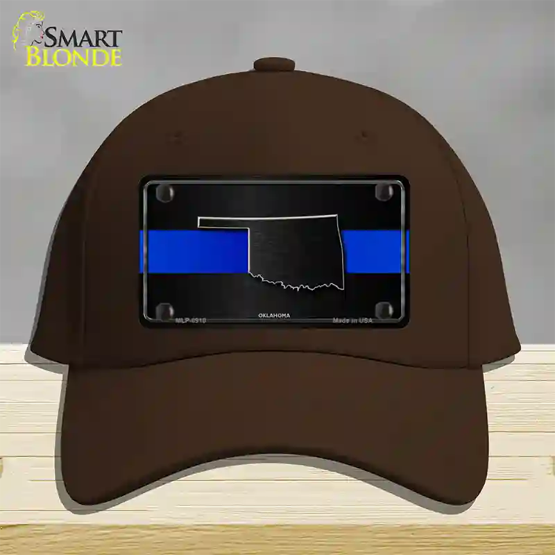 Oklahoma Thin Blue Line Novelty License Plate Hat Cotton / Dark Brown