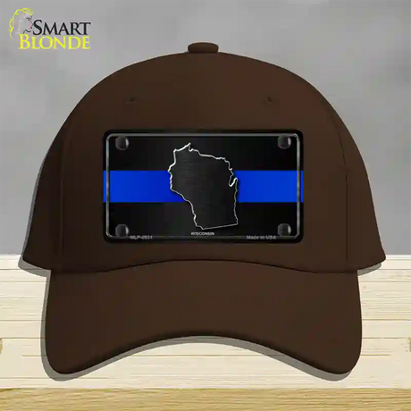 Wisconsin Thin Blue Line Novelty License Plate Hat Cotton / Dark Brown