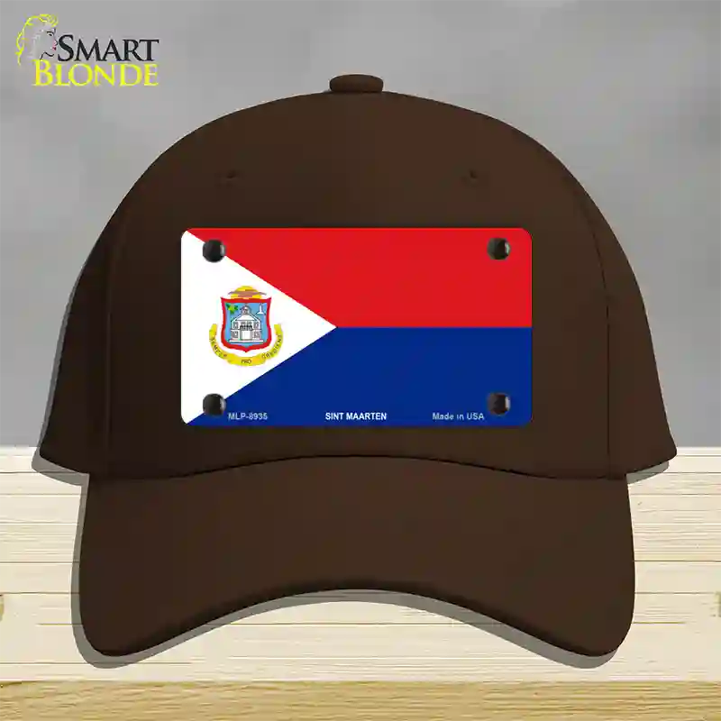 Sint Maarten Novelty License Plate Hat Cotton / Dark Brown