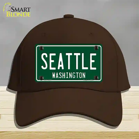 Seattle Washington Green Novelty License Plate Hat Cotton / Dark Brown