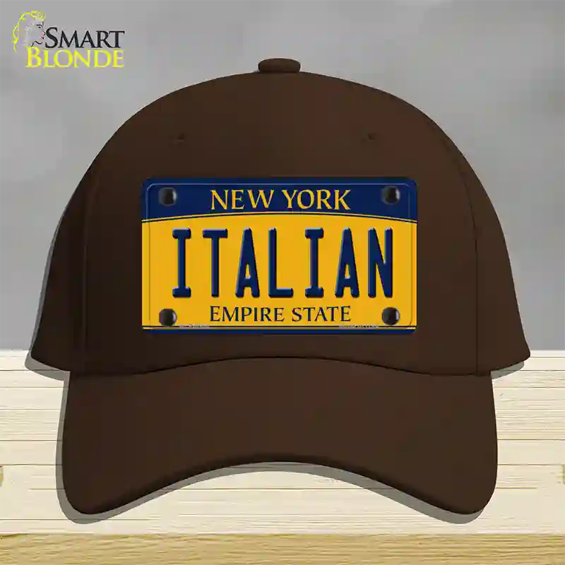 Italian Yellow New York Novelty License Plate Hat Cotton / Dark Brown