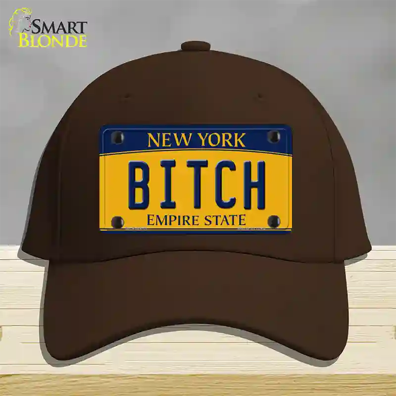 Bitch New York Novelty License Plate Hat Cotton / Dark Brown