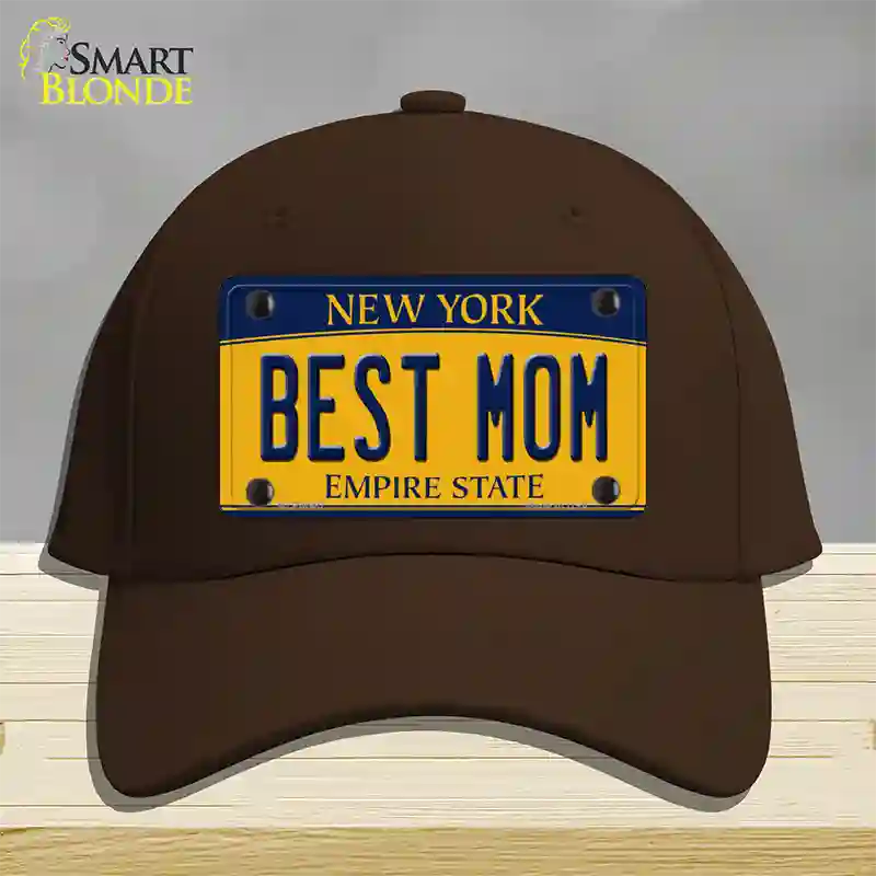 Best Mom New York Novelty License Plate Hat Cotton / Dark Brown