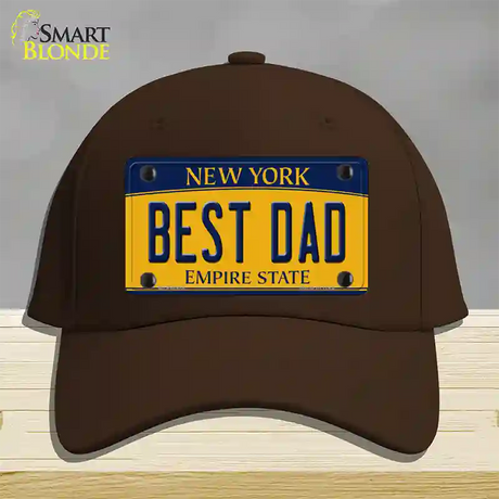 Best Dad New York Novelty License Plate Hat Cotton / Dark Brown