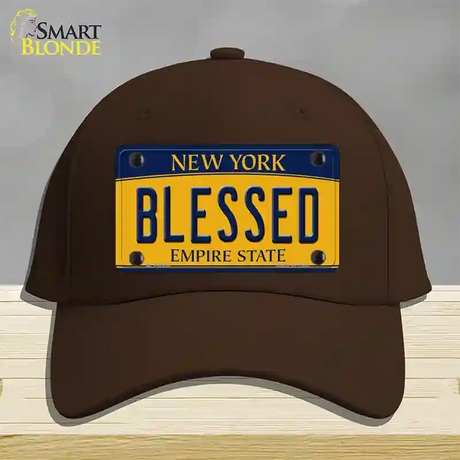 Blessed New York Novelty License Plate Hat Cotton / Dark Brown