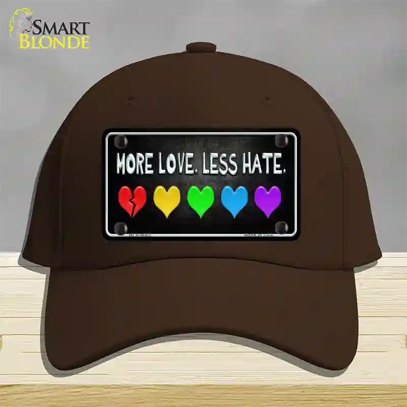 More Love Less Hate Rainbow Novelty License Plate Hat Cotton / Dark Brown