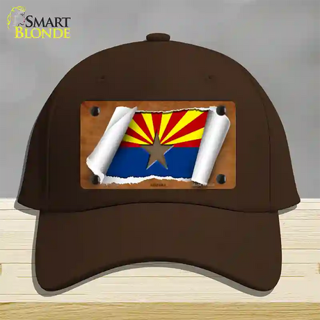 Arizona Flag Scroll Novelty License Plate Hat Cotton / Dark Brown