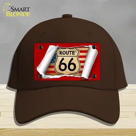 Route 66 Scroll Novelty License Plate Hat Cotton / Dark Brown