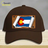 Colorado Flag Scroll Novelty License Plate Hat Cotton / Dark Brown