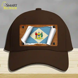 Delaware Flag Scroll Novelty License Plate Hat Cotton / Dark Brown