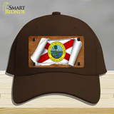 Florida Flag Scroll Novelty License Plate Hat Cotton / Dark Brown