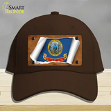 Idaho Flag Scroll Novelty License Plate Hat Cotton / Dark Brown