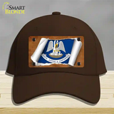 Louisiana Flag Scroll Novelty License Plate Hat Cotton / Dark Brown