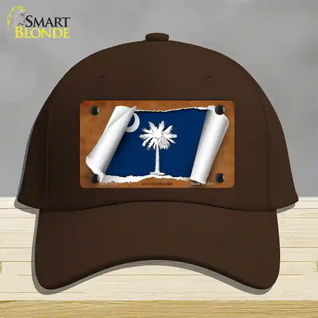 South Carolina Flag Scroll Novelty License Plate Hat Cotton / Dark Brown