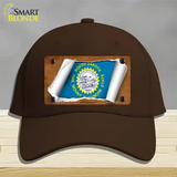 South Dakota Flag Scroll Novelty License Plate Hat Cotton / Dark Brown