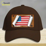 American Flag Scroll Novelty License Plate Hat Cotton / Dark Brown