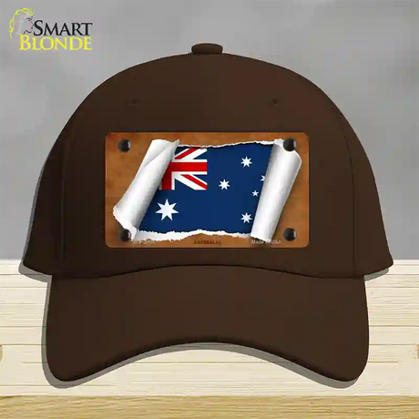 Australia Flag Scroll Novelty License Plate Hat Cotton / Dark Brown