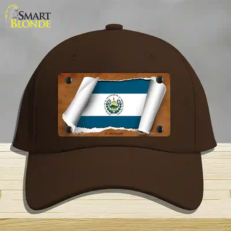 El Salvador Flag Scroll Novelty License Plate Hat Cotton / Dark Brown