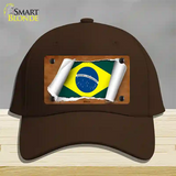 Brazil Flag Scroll Novelty License Plate Hat Cotton / Dark Brown