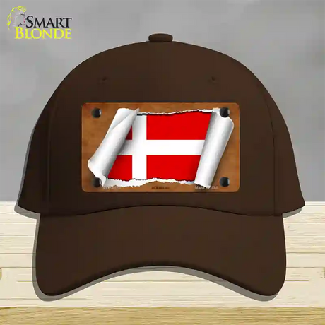 Denmark Flag Scroll Novelty License Plate Hat Cotton / Dark Brown